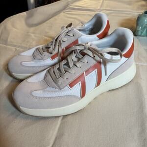 Le Tigre Baxter Orange White Suede Mesh Athletic Sneakers Shoes Mens 10.5